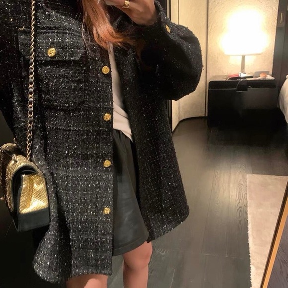 black Blazer Jacket Coat with Gold and Silver Details decos 🖤✨ - Picture 4 of 4